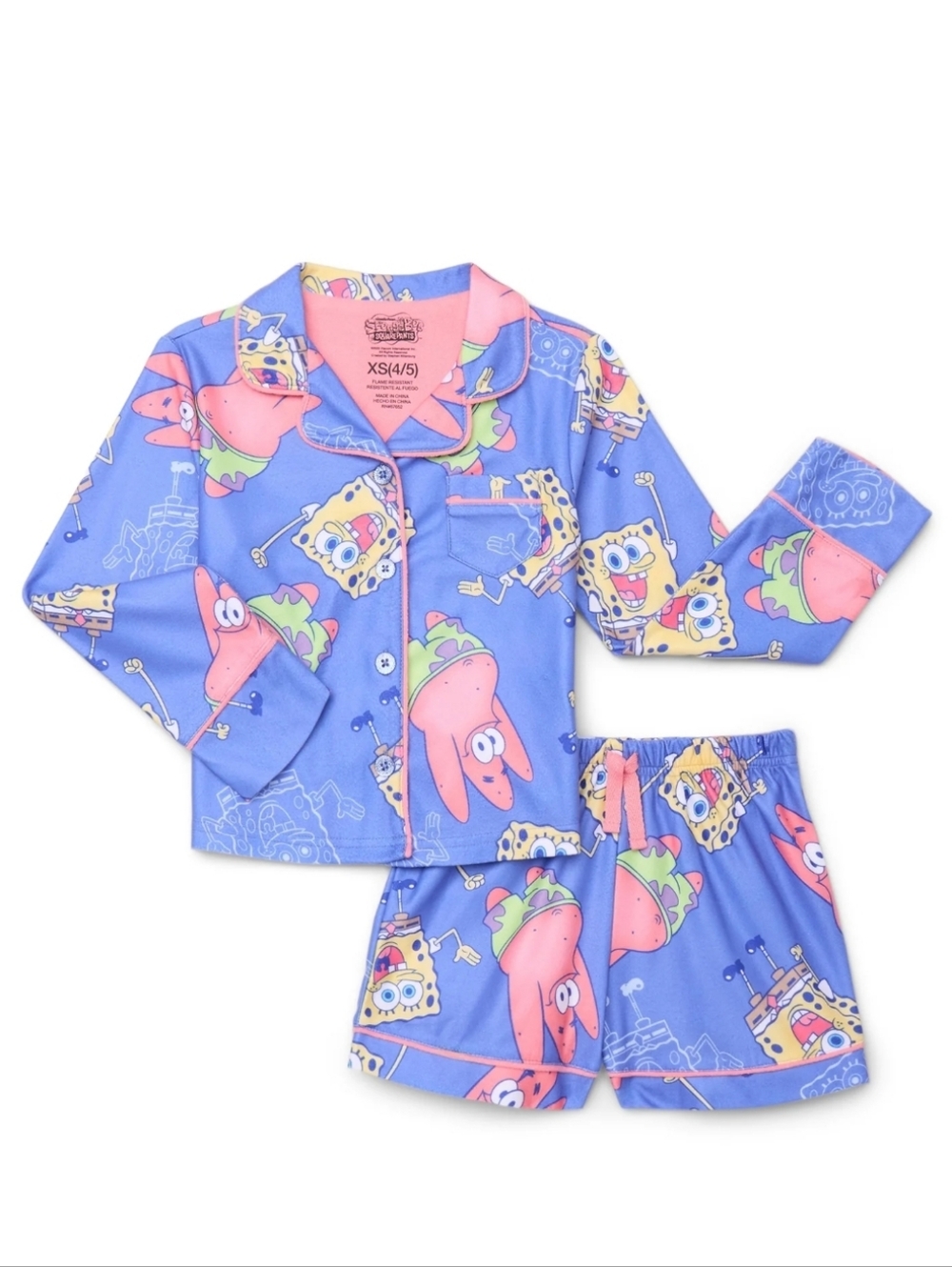 BOG1@50%Off- SpongeBob SquarePants Girls Long Sleeve and Shorts Pajama Set